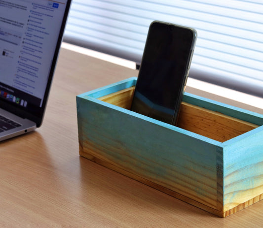 "SKY IS FALLING"  Hand Painted Wooden Desk Organizer