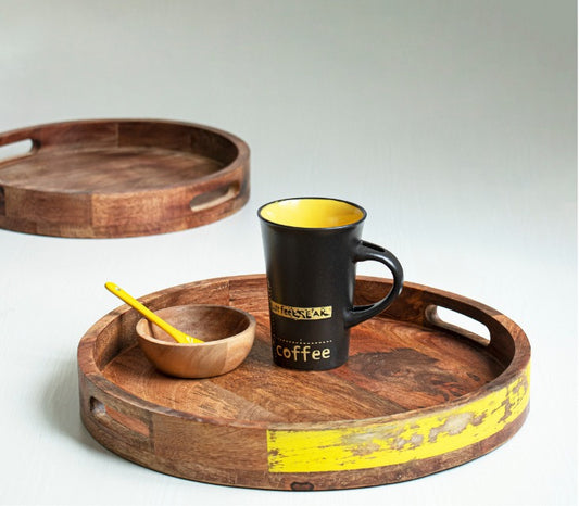 Dark Fairy Round Serving Tray in Mango Wood