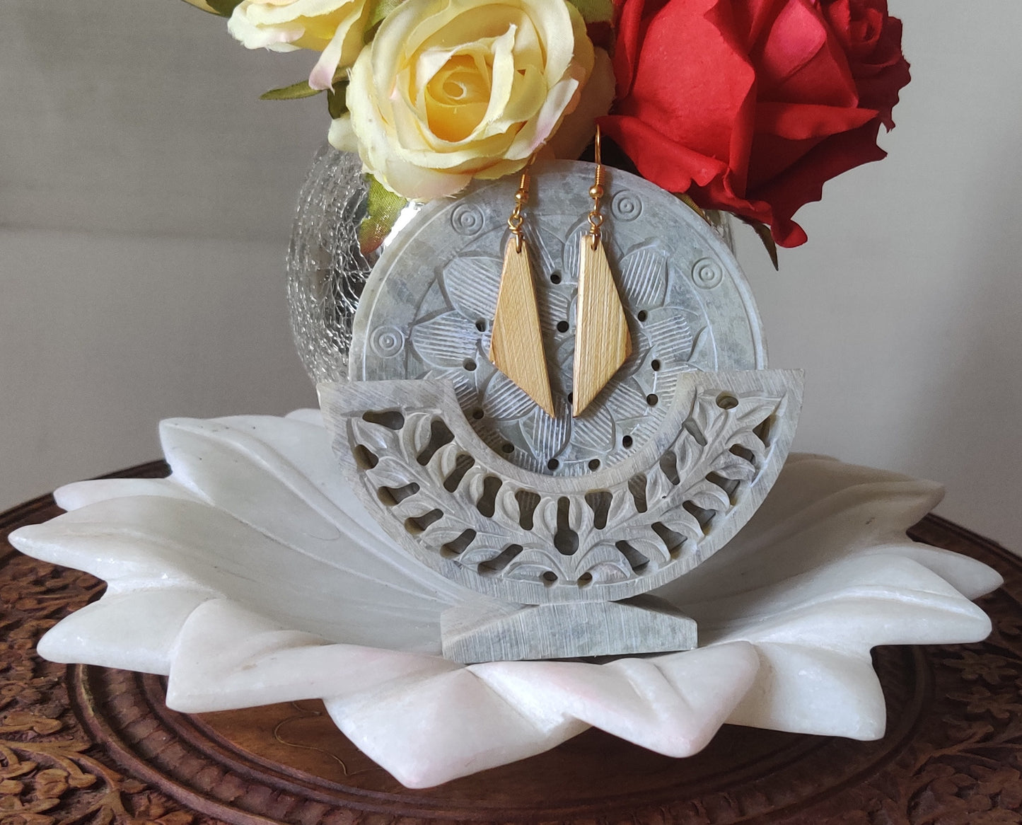 Handcrafted Bamboo Axe Shaped Earrings