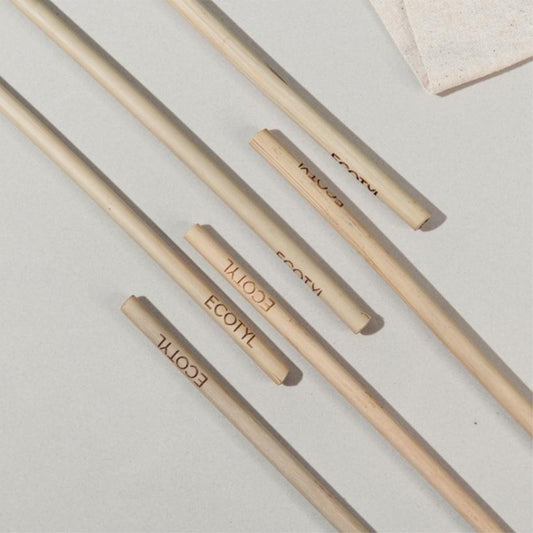 Bamboo Straws with Cleaning Brush | Set of 6 | Reusable Straws