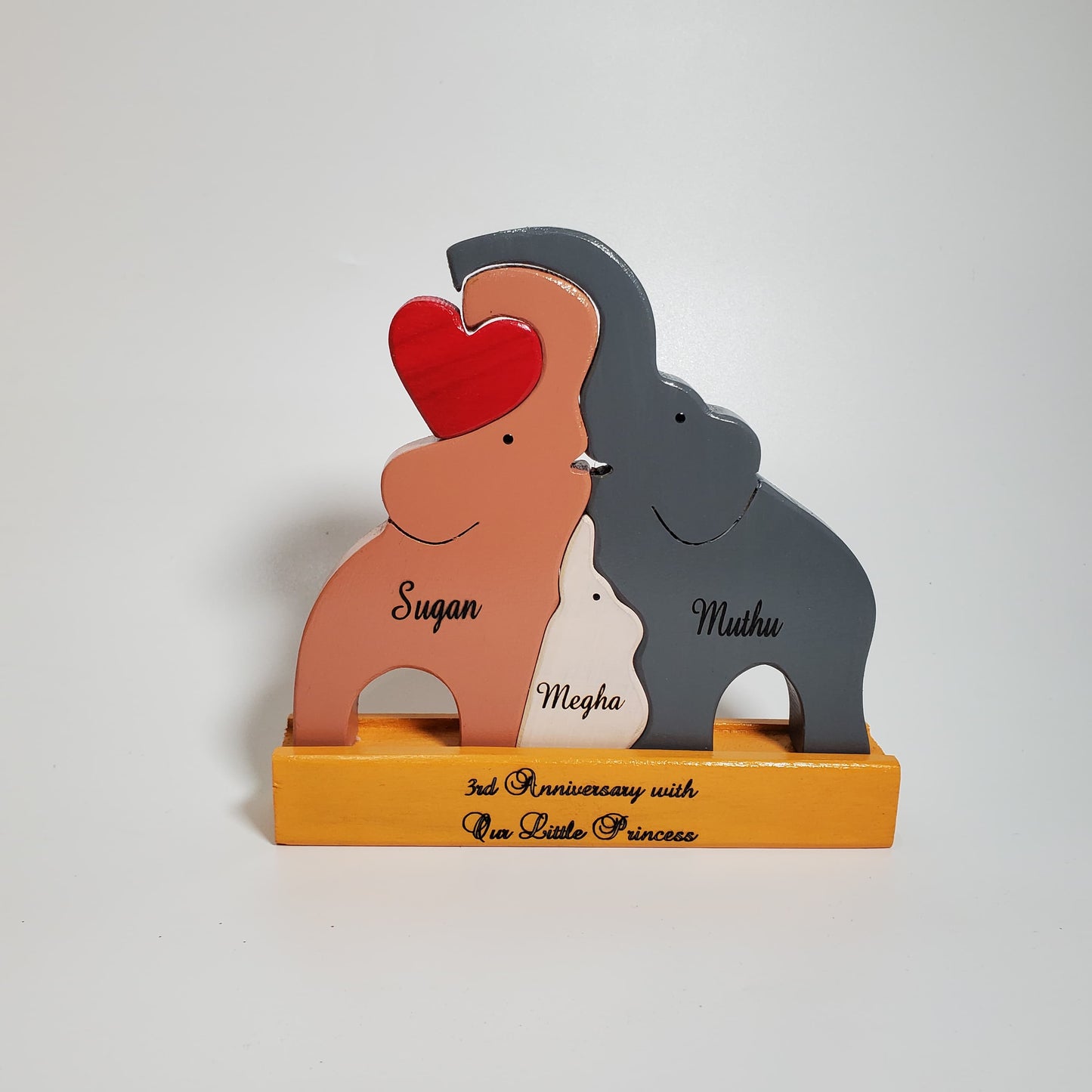Elephant Family with One Child Multicoloured