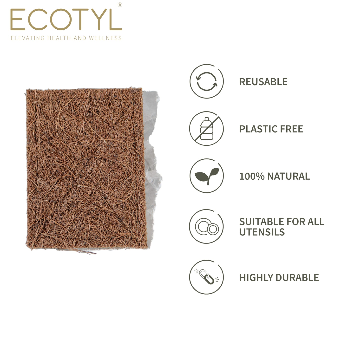 Coconut Scrub Pad | Dishwashing Pad | Natural Long-Lasting Stitched Coir Scrubber - Set of 5