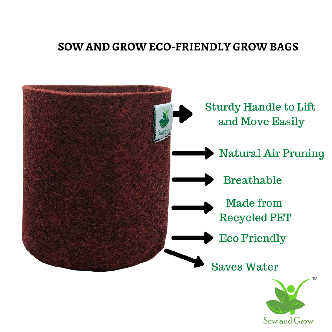 Geo Fabric Grow Bag || Size 8 x 8 inches || Set of 4