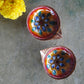 Copper Enamel Diya : Set 2 (Orange)