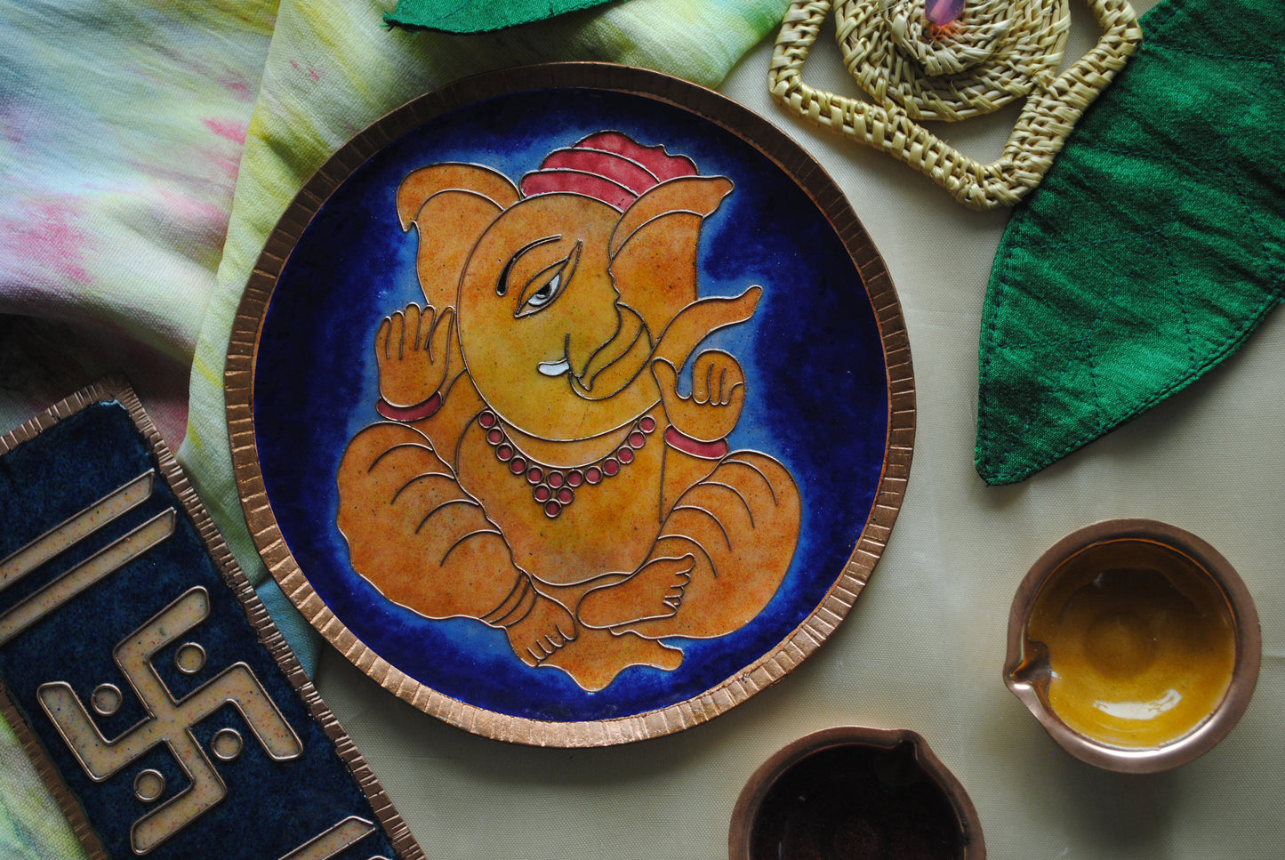 Ekadanta - Ganesha Wallplate (Blue)