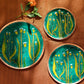 Copper Enamel Wall Plate "Gardens of Vishwakarma, Greens -Emilia"