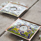 Rangoli Square Tealight Holder : Set of 2 (Parrot Green)