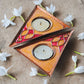 Rangoli Triangle Tealight Holder : Set of 2 (Yellow)