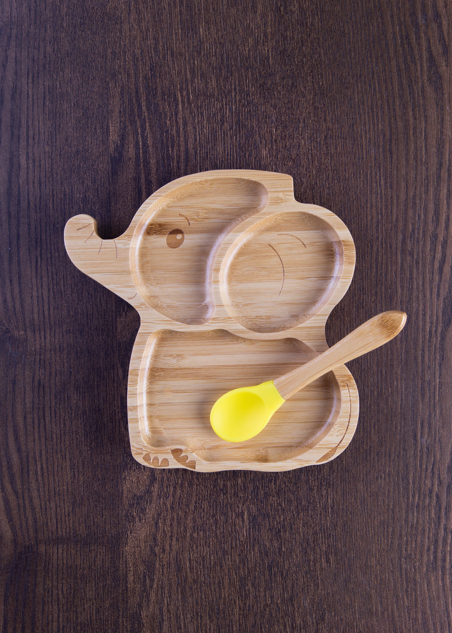 Bamboo Elephant Plate With Suction for Kids