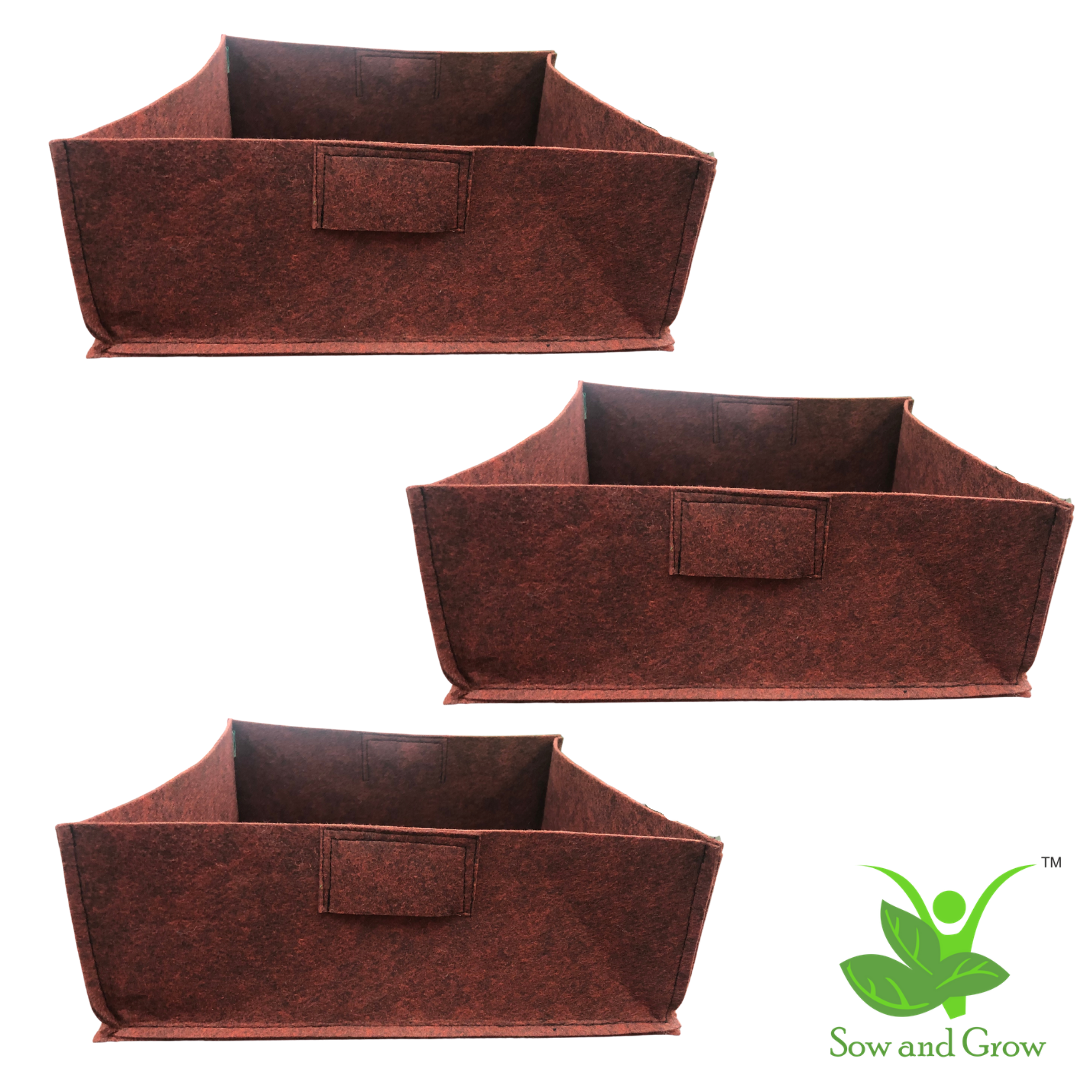 Air Pruning Geo Fabric Grow Bags || Size 12 x 12 x 4 inches || Set of 3