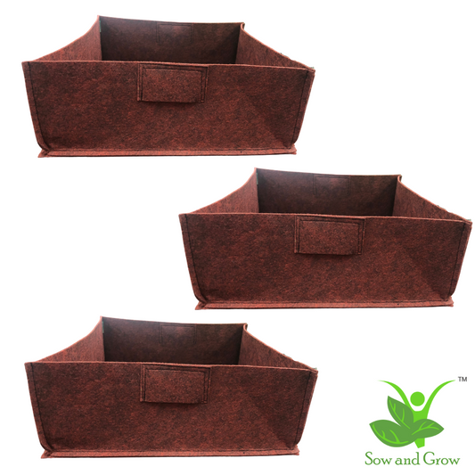 Air Pruning Geo Fabric Grow Bags || Size 12 x 12 x 4 inches || Set of 3