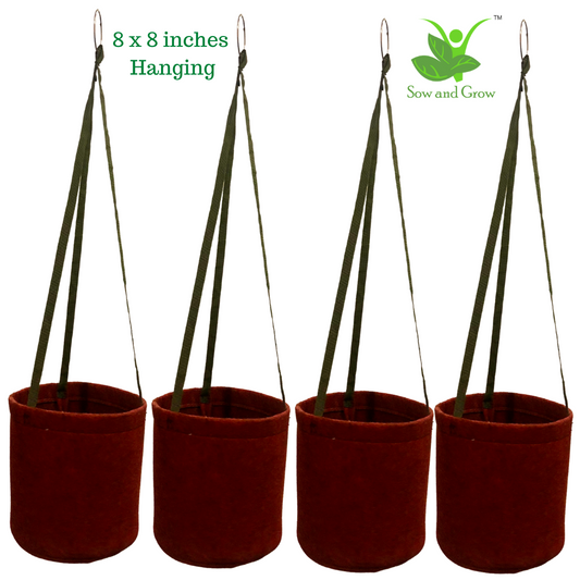 Geo Fabric Hanging Grow Bag || Size 8 x 8 inches || Set of 4