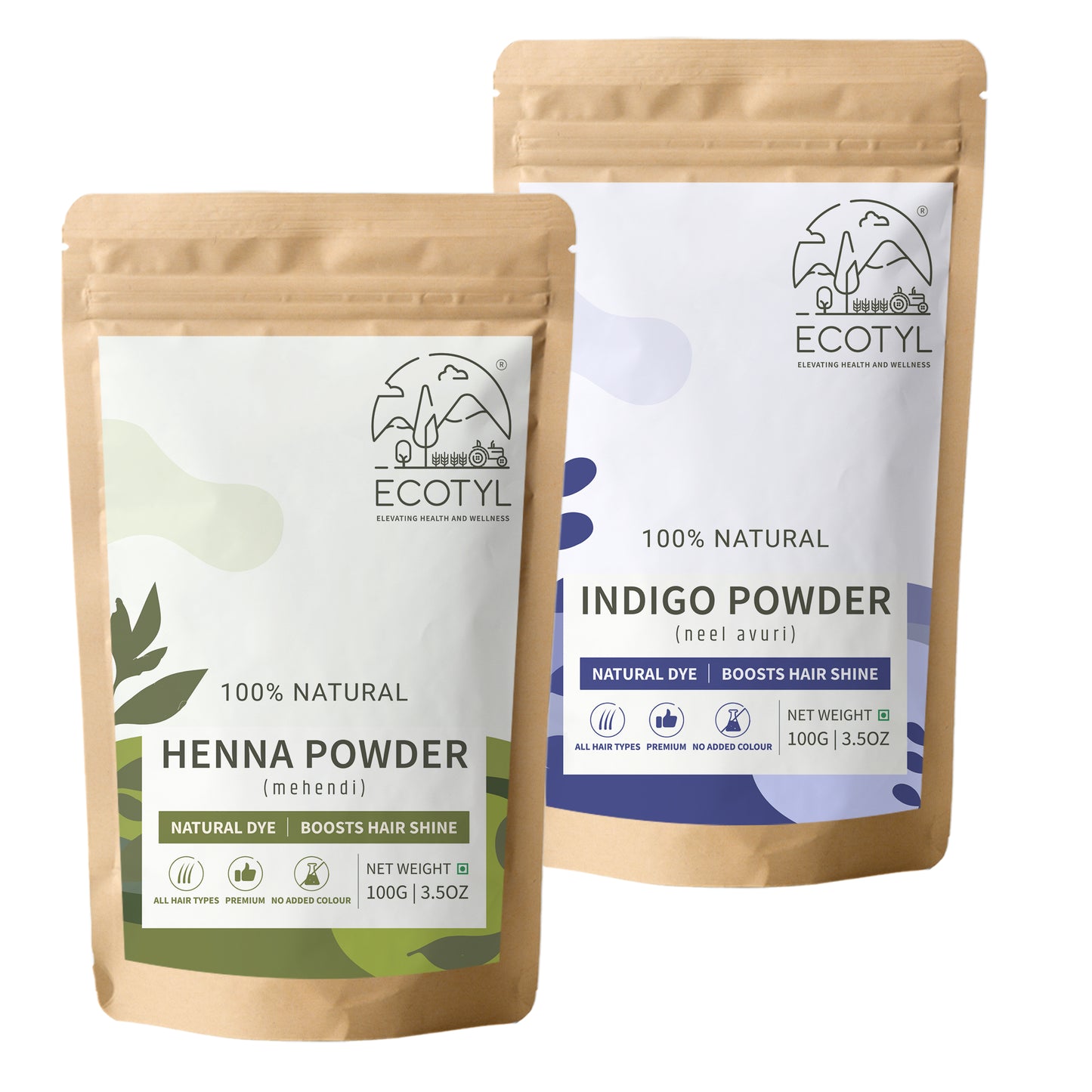 Hair Colour Combo - Henna Powder and Indigo Powder | Natural Hair Dye | 100g Each