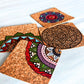 Hand Painted Cork Coasters - Black Colour Design (Set Of 4)
