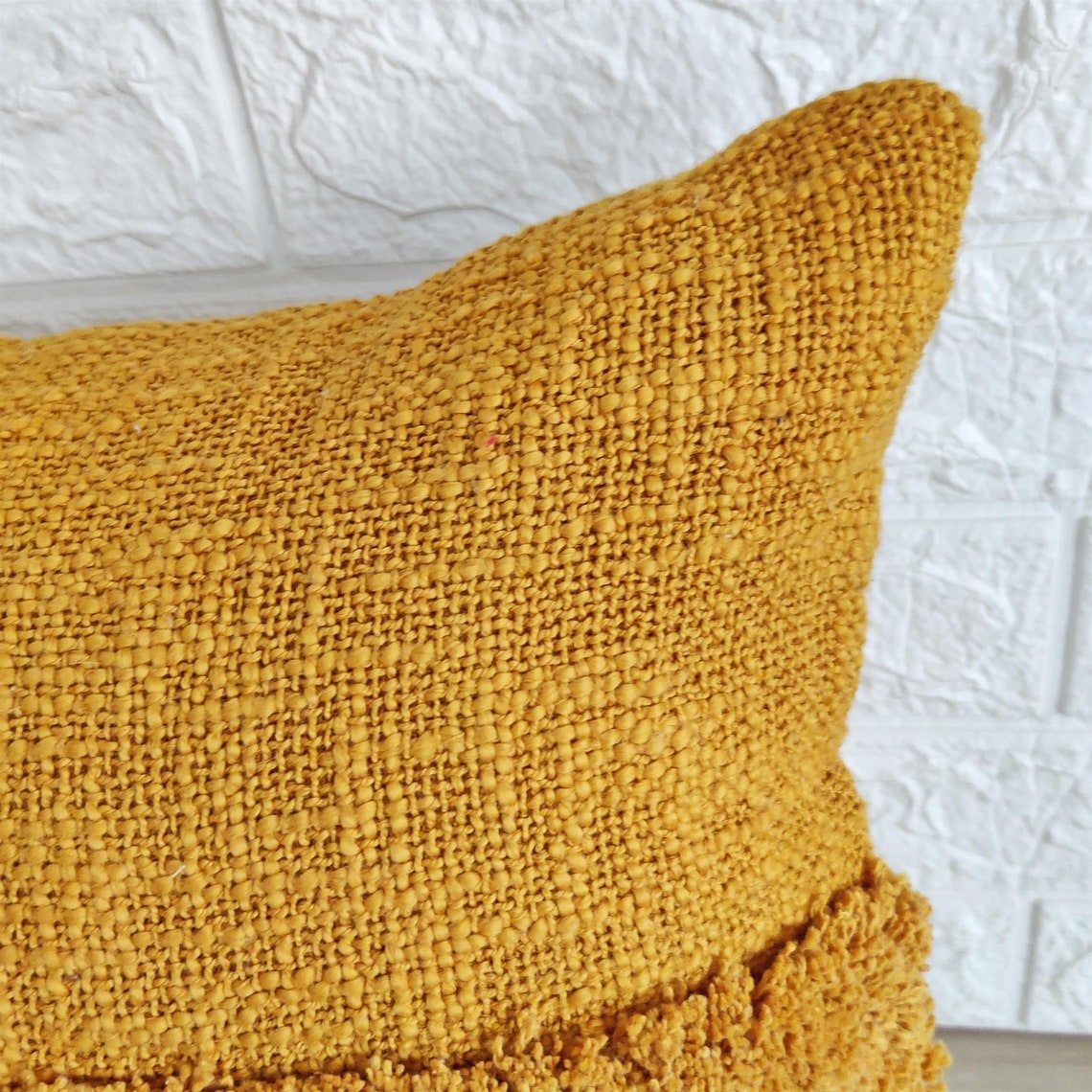 Mustard Yellow Cotton Boho Cushion Cover