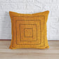 Mustard Yellow Kantha Cotton Square Design Cushion Cover