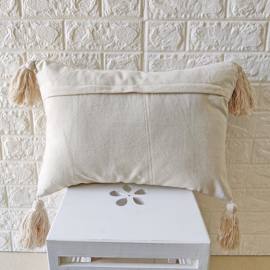 Rust Orange Blush Pink & Ivory Tufted Cushion Cover