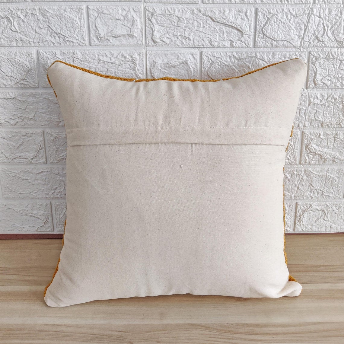 Mustard Yellow Kantha Cotton Cushion Cover