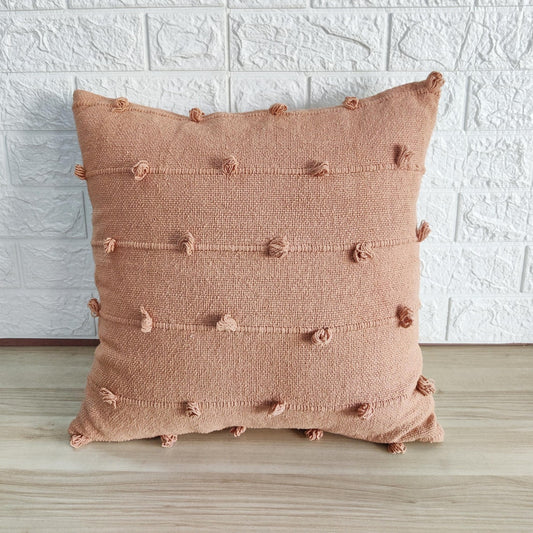 Blush Pink Natural Raw Cotton Hand Loom Woven Textured Fabric Cushion Cover