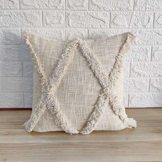 Ivory Handtufted Cotton Cushion Cover