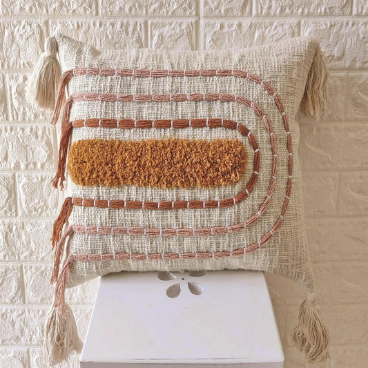 Boho Rainbow Tufted Cushion Cover
