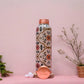 Vintage Floral Print Pure Copper Water Bottle