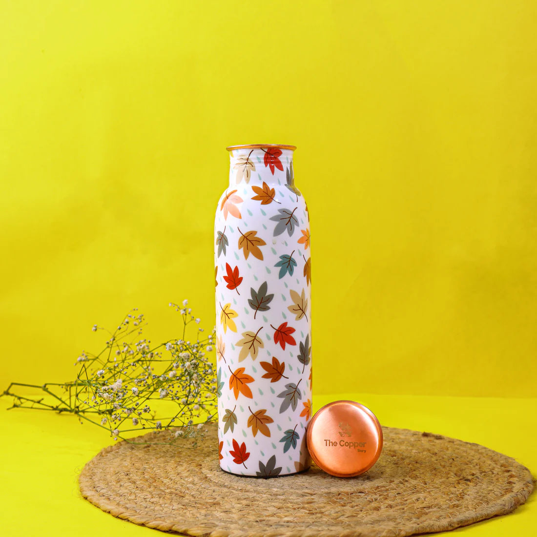 Autumn Breeze Print Pure Copper Water Bottle