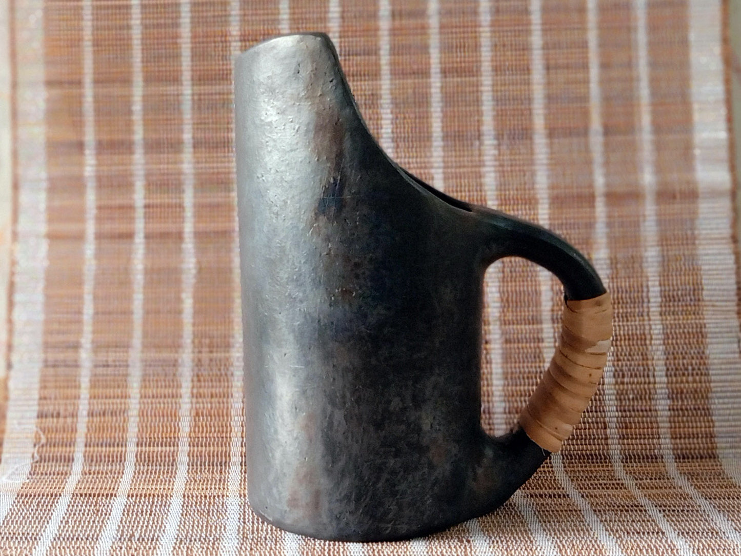 Longpi Black Pottery Jug and Tumblers Set