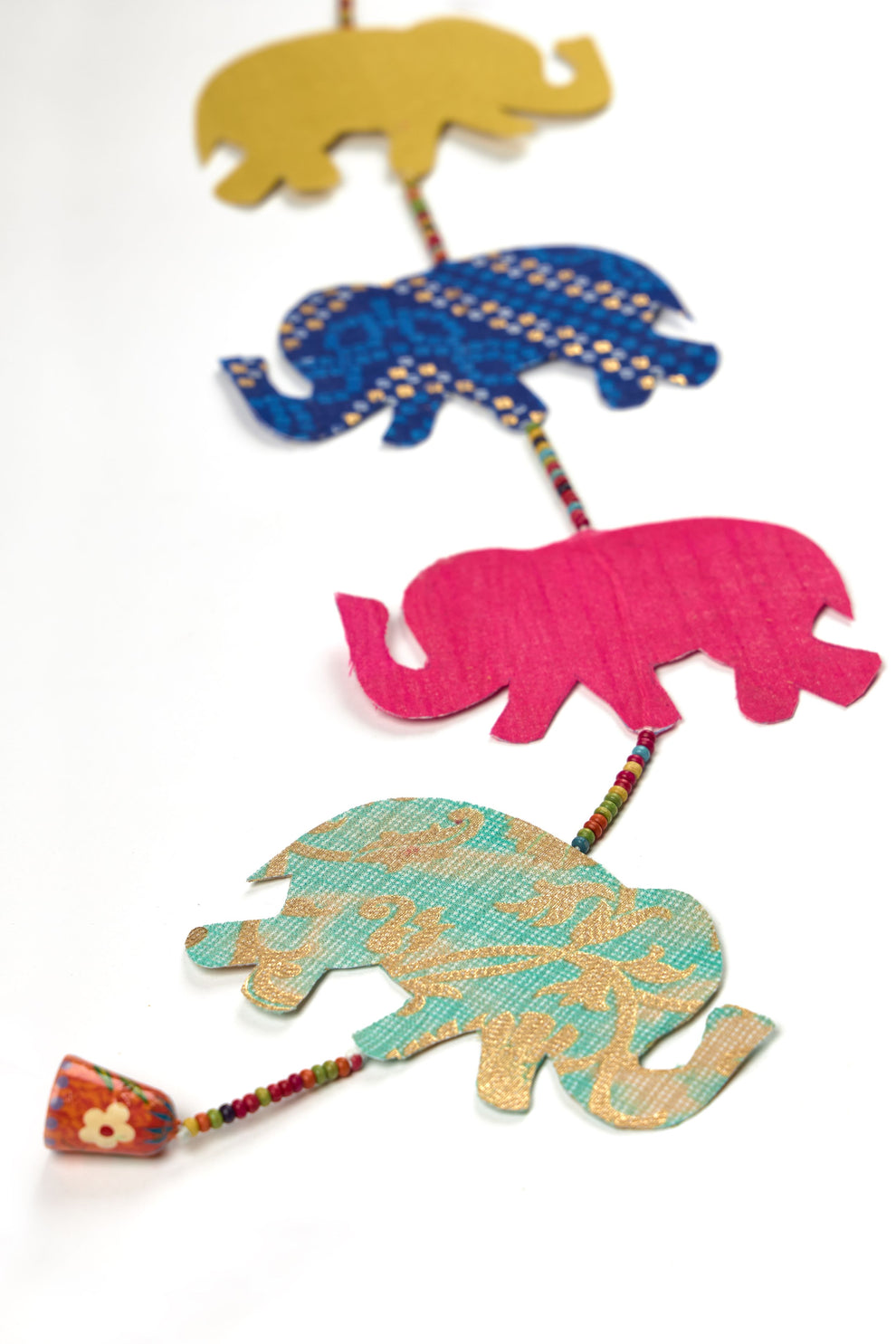 Upcycled Elephant Festive Decoration String Hanging Party Prop