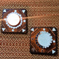 Kutch Pottery Mirror Work Tealight Holder Square Small (Set of 2)