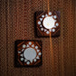 Kutch Pottery Mirror Work Tealight Holder Square Small (Set of 2)