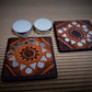 Kutch Pottery Mirror Work Tealight Holder Square Small (Set of 2)