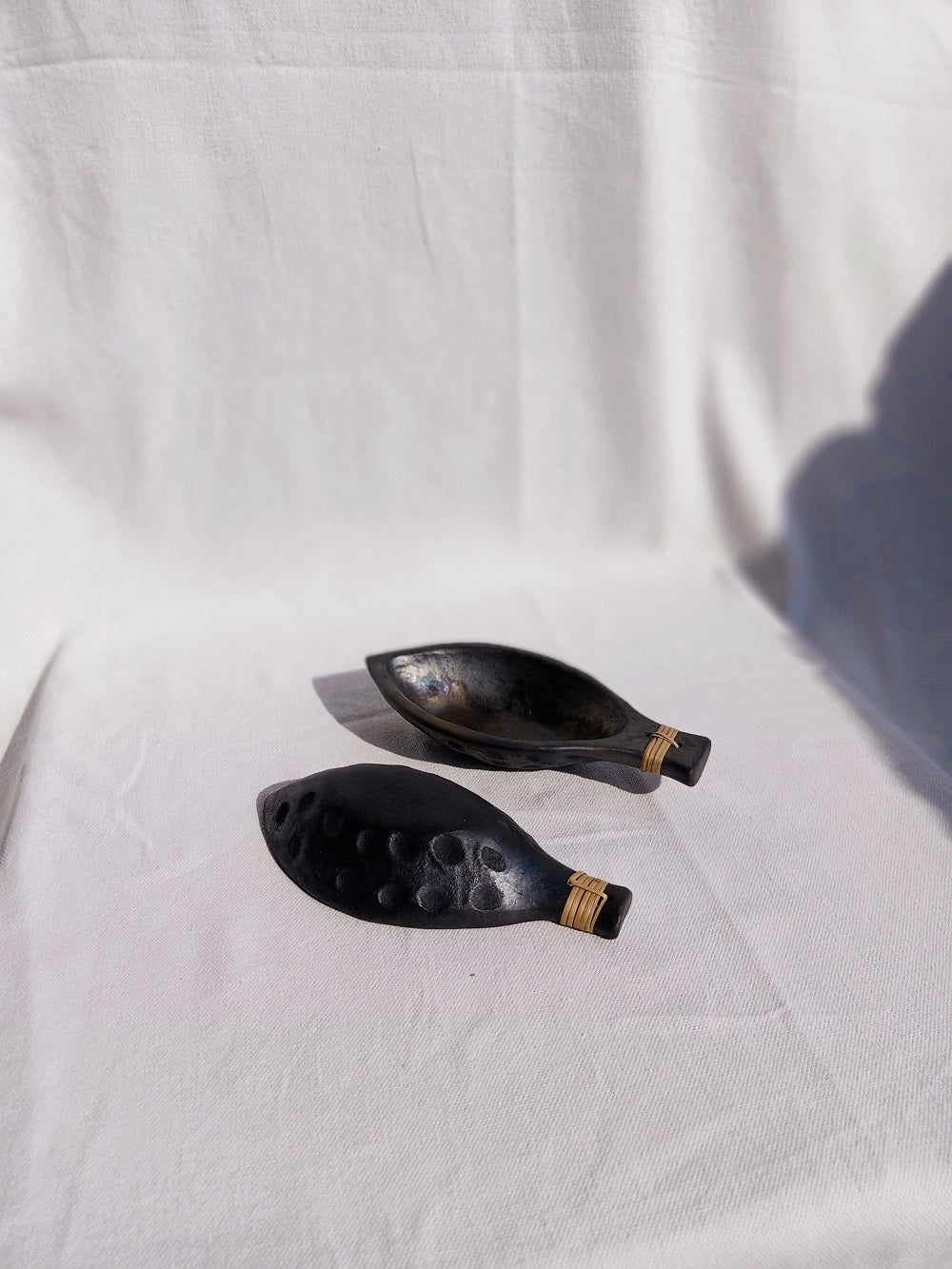 Longpi Black Pottery 'Matsya' Serving Bowls (Set of 2)