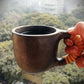 Longpi Black Pottery Infusion Tea Mug Large With Strainer and Lid