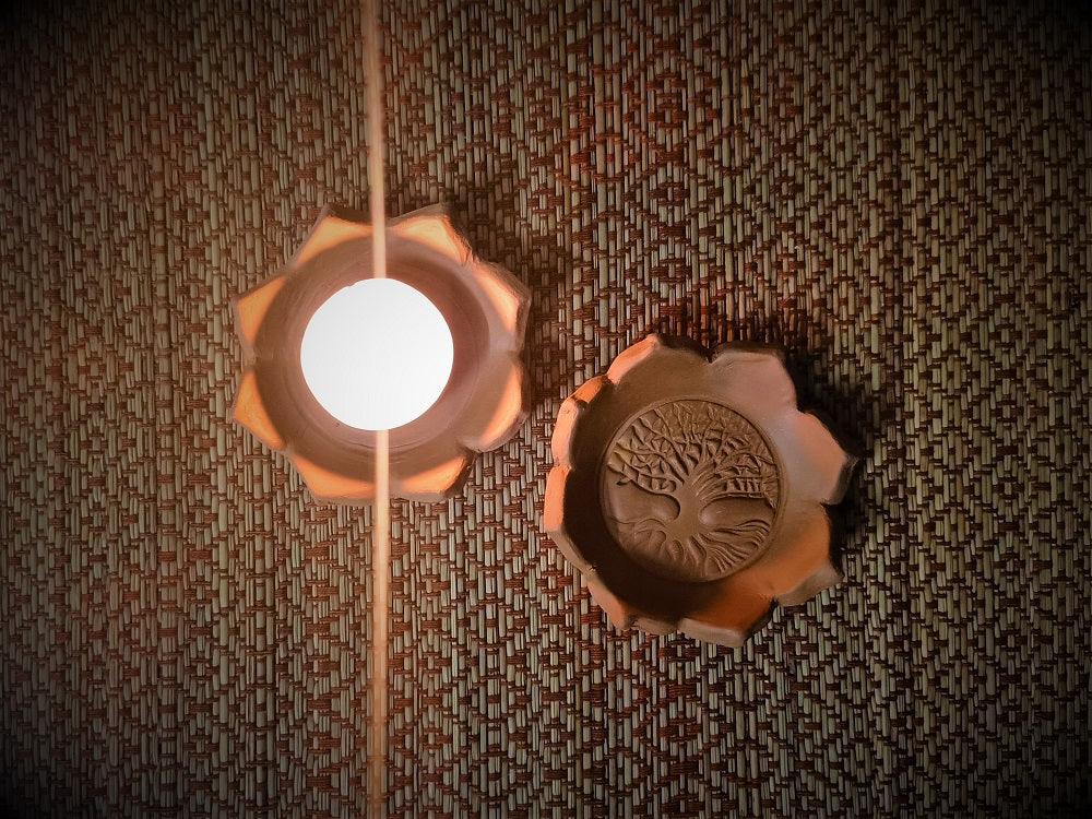 Lotus Tree of Life Diya/ Tealight Holders (Set of 2)