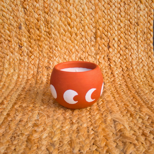 Hand Painted Terracotta Soy Wax Candle - Moon
