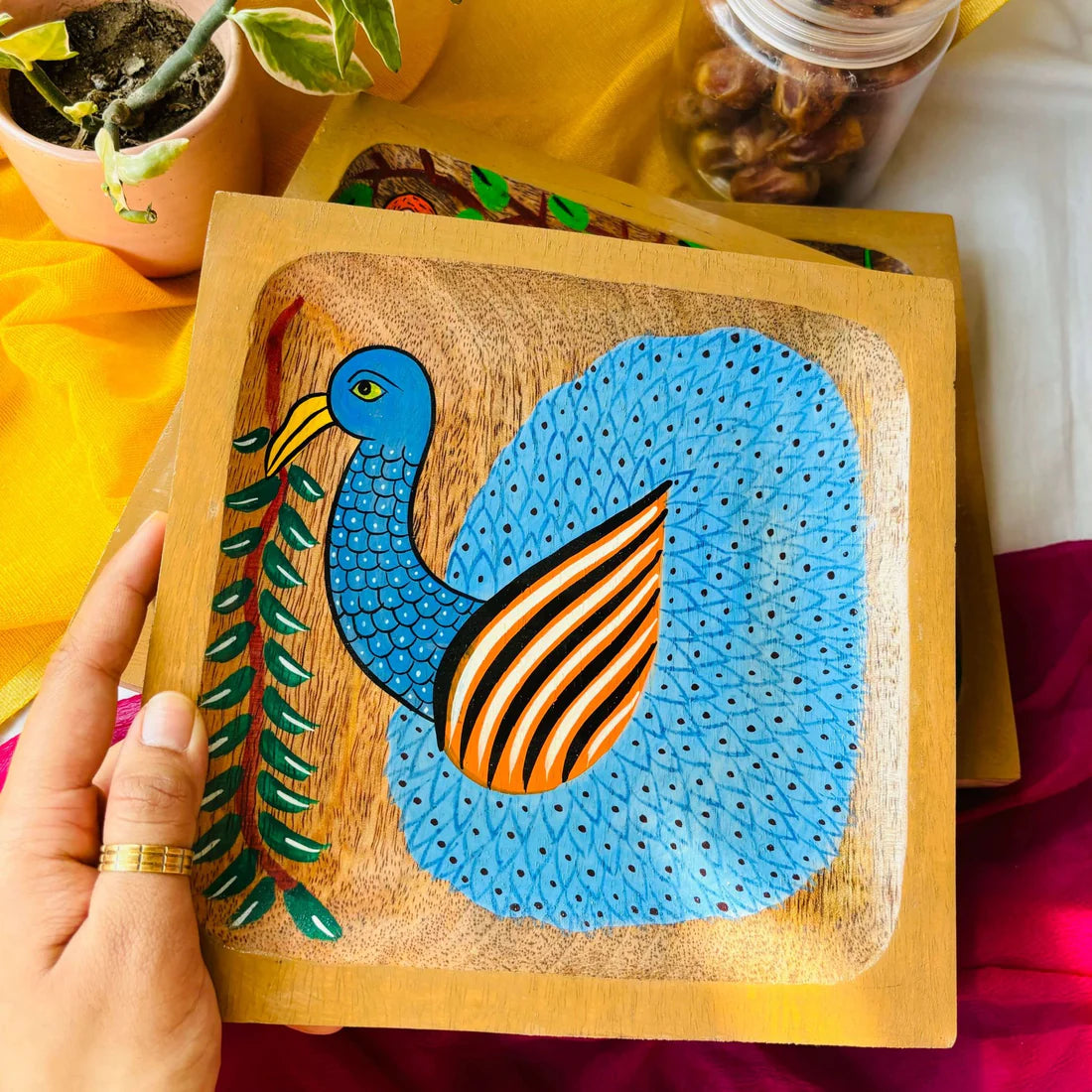 Mudit Square Wooden Platter
