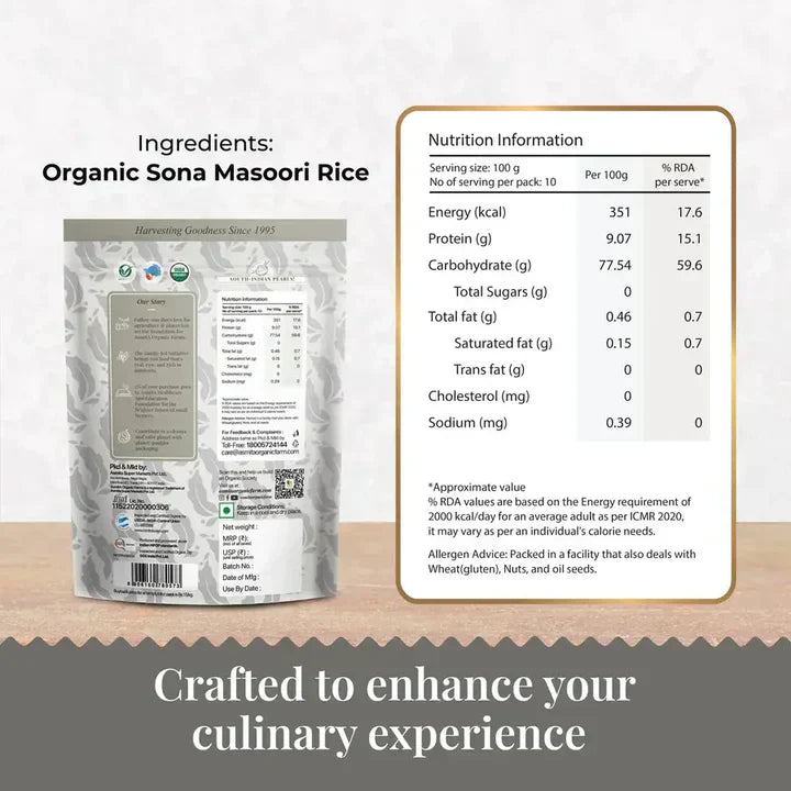 Organic Sona Masoori Rice (White)