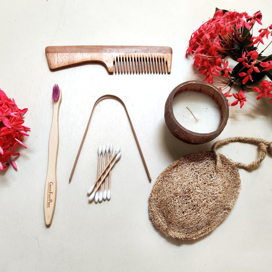 Personal Care Kit for 1|Zero waste Eco Starter Gift Box with Candle