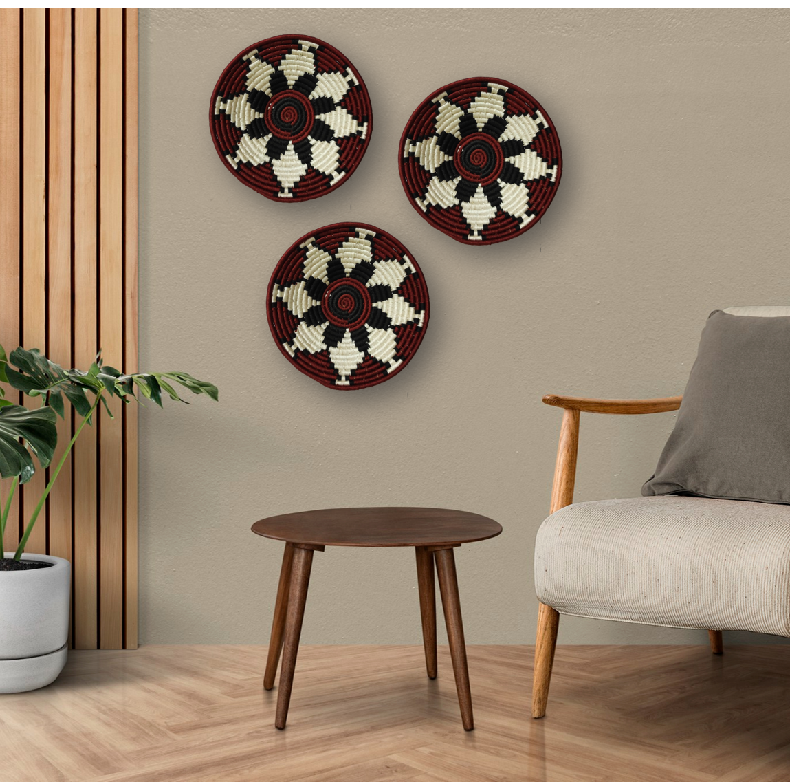 Flowery Maroon & Black Wall Plate
