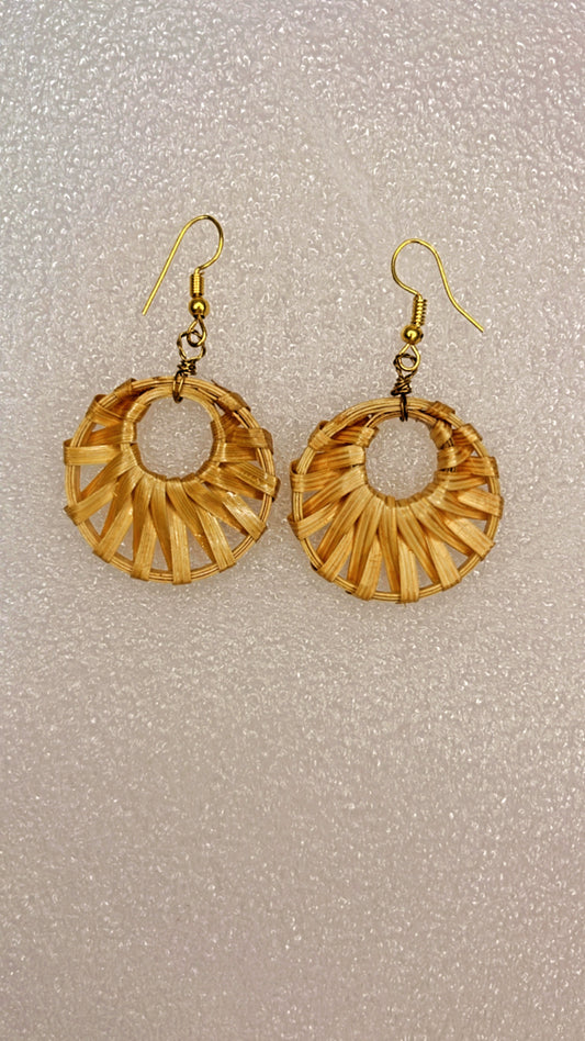 Handcrafted Bamboo Plain Round Weaved Earrings