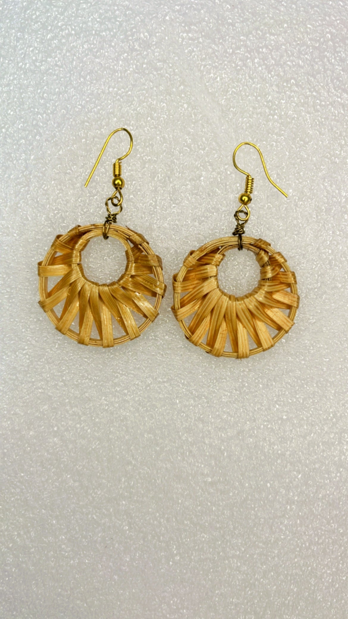 Handcrafted Bamboo Plain Round Weaved Earrings