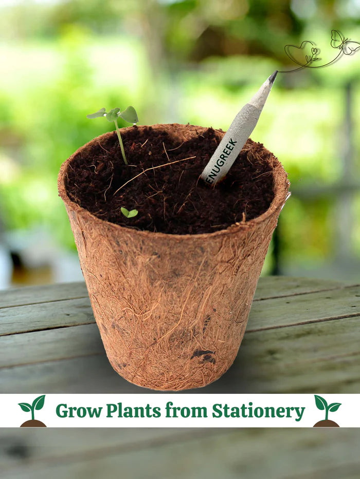 Plantable Stationery - Seed Diary, Seed Pens & Pencils in Zipper Pouch (Leafy Print)