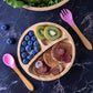 Bamboo Eco Friendly Suction Bowl + Plate Set with Spoon