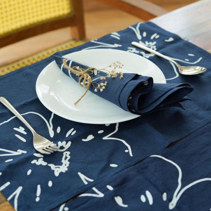 Prasoon Table Linen Set | Pure Hemp | Table Runner, Napkins and Placemats | Hand Printed in Small Batches
