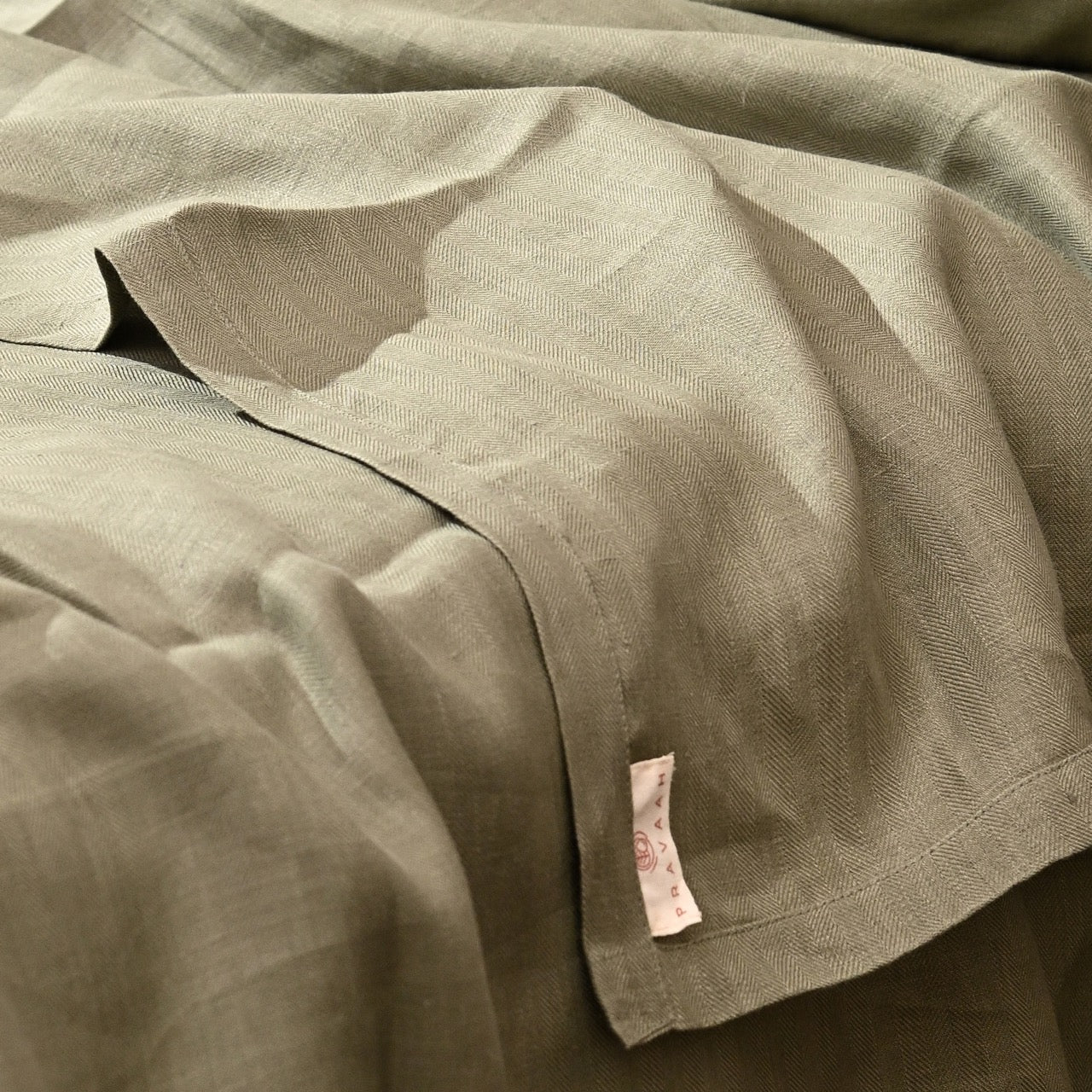 King Size Olive Green Hemp Bedsheet Set - Bugyal