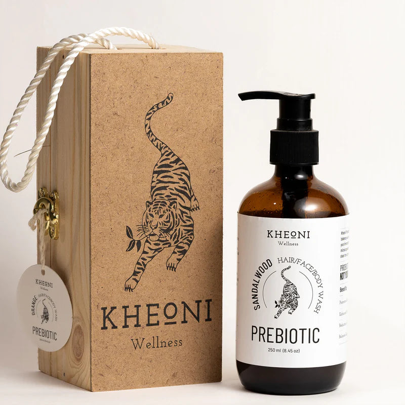 Prebiotics Sandalwood | Hair Wash | Face Wash | Body Wash | Best for Men and Women |Kheoni | 250 ML