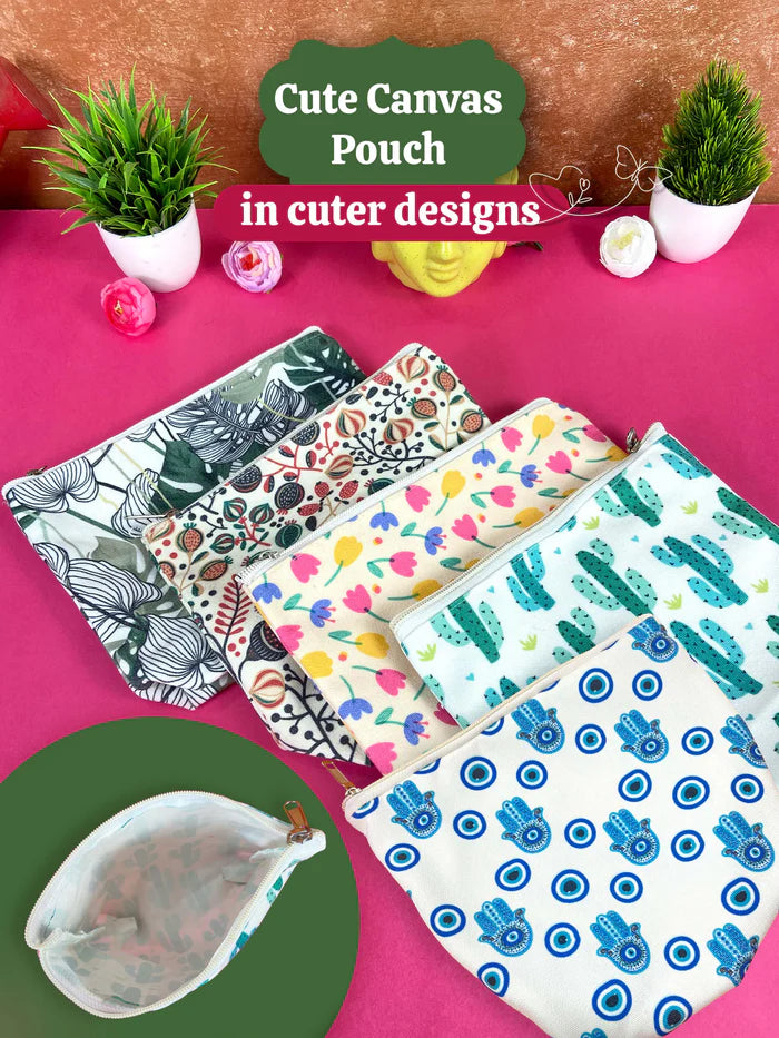 Plantable Stationery - Seed Diary, Seed Pens & Pencils in Zipper Pouch (Leafy Print)