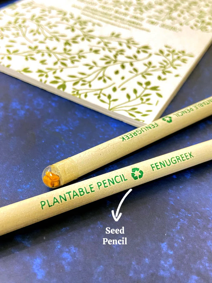 Plantable Stationery - Seed Diary, Seed Pens & Pencils in Zipper Pouch (Flowers Print)