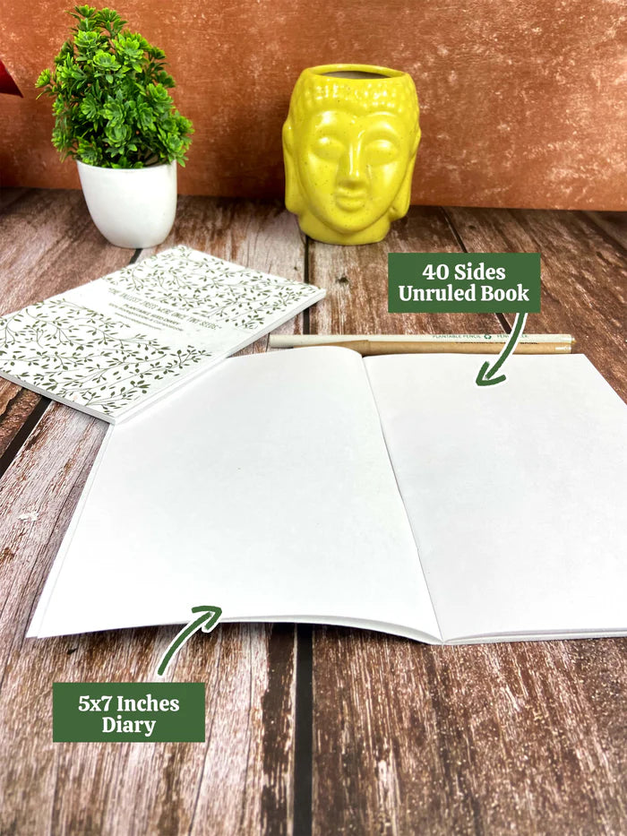 Plantable Stationery - Seed Diary, Seed Pens & Pencils in Zipper Pouch (Flowers Print)